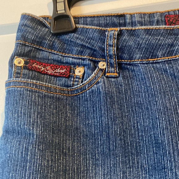 baby phat y2k denim jean capris 3/4 with embroidered butt pockets carnival - Picture 12 of 17